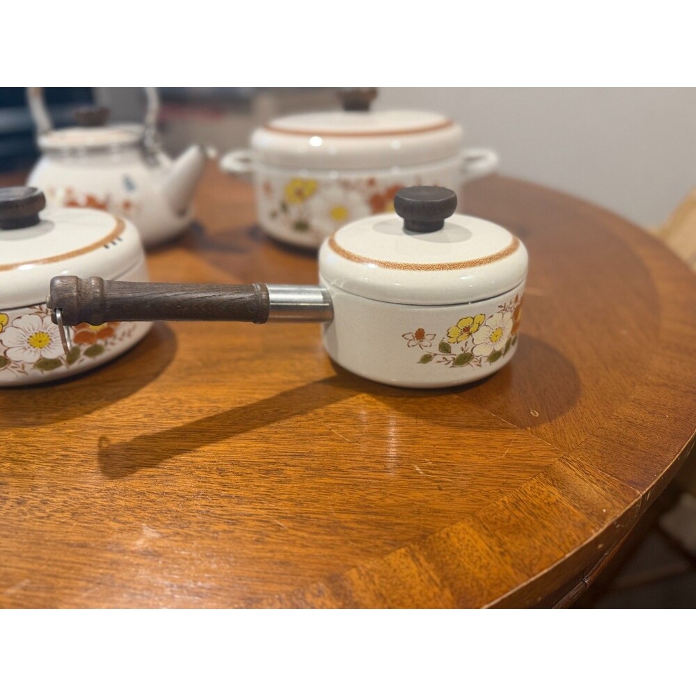 Vintage Daniele Collection Trailside Enamelware Cookware Set - Floral Enamel Pot - Picture 7 of 11